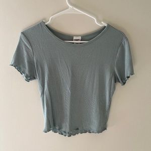 Destined Lettuce Edge Blue Baby Tee Size M
